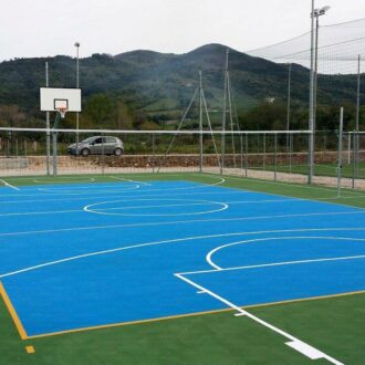 Impianto pallavolo monotubolare diam. 70 mm., con bussole, zincato, completo di tendirete